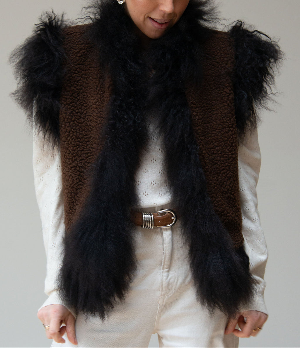 CARLA GILET - BROWN SUEDE