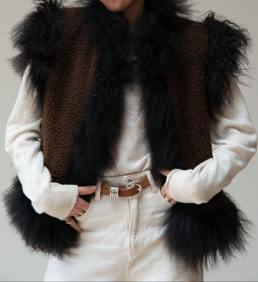 CARLA GILET - BROWN SUEDE